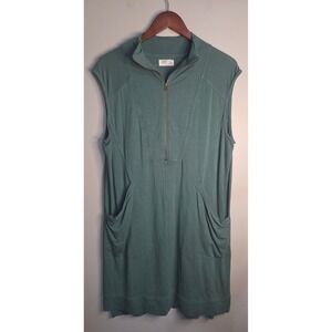 Maurices 24/7 Womens Sage Green Quarter Zip Sleeveless Pocket Tunic Dress